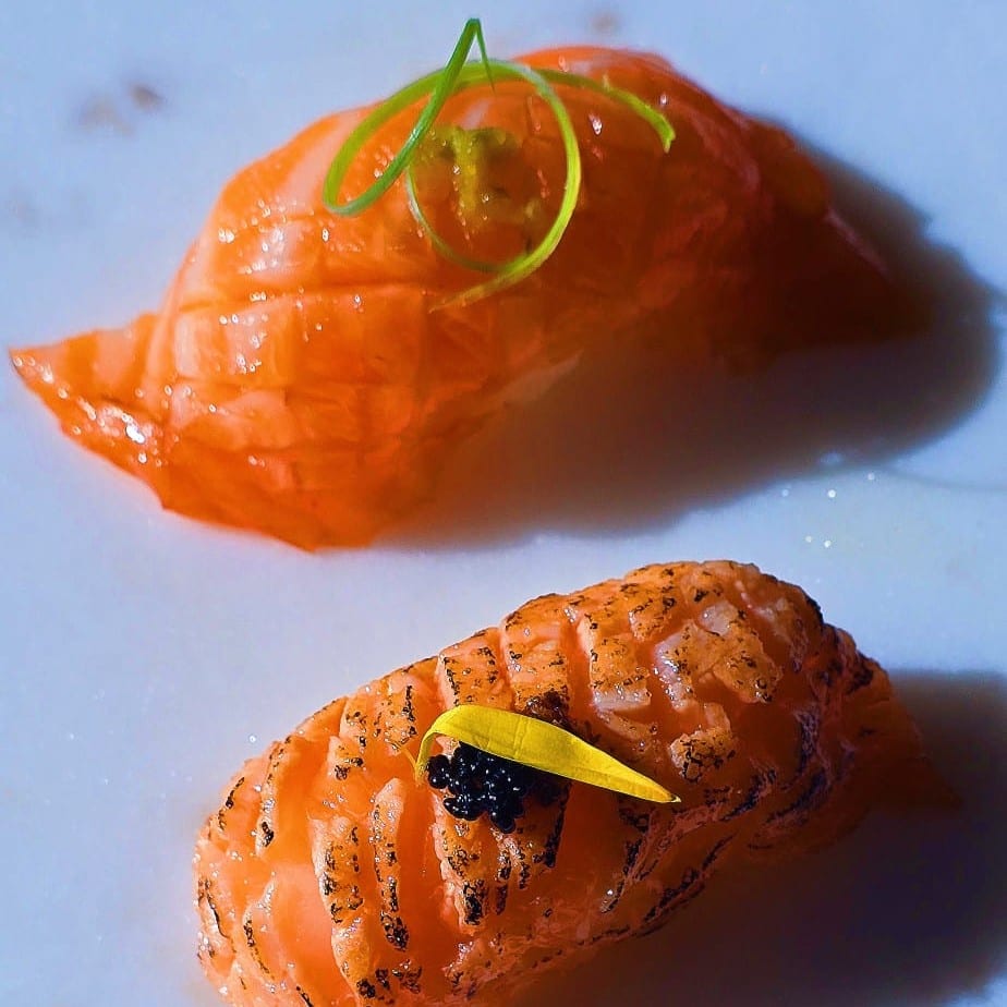 Dry-Aged Salmon Nigiri (2pc).